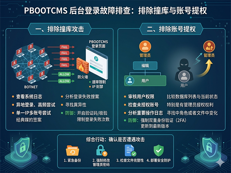 PbootCMS后台无法登录?排除是否遭致撞库攻击或账号提权.jpg PbootCMS后台无法登录?排除是否遭致撞库攻击或账号提权.jpg