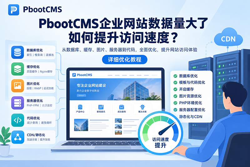 PbootCMS企业网站数据量大了如何提升访问速度？详细优化教程